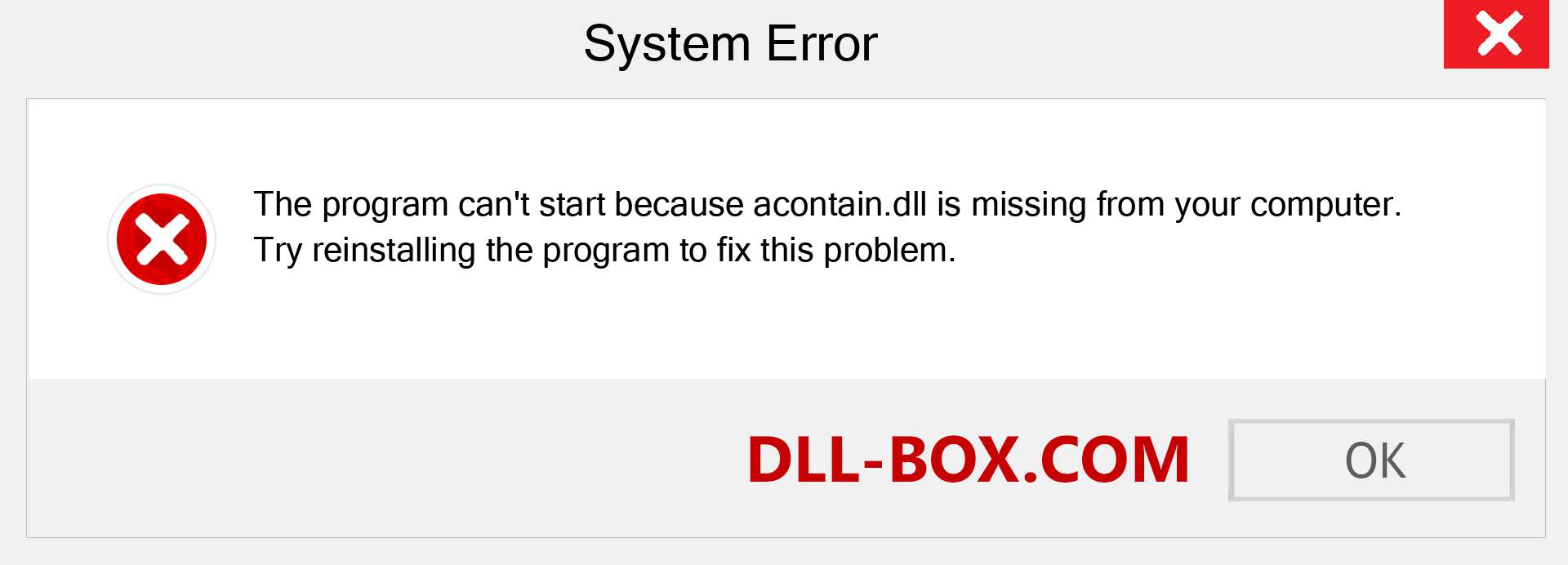  acontain.dll file is missing?. Download for Windows 7, 8, 10 - Fix  acontain dll Missing Error on Windows, photos, images